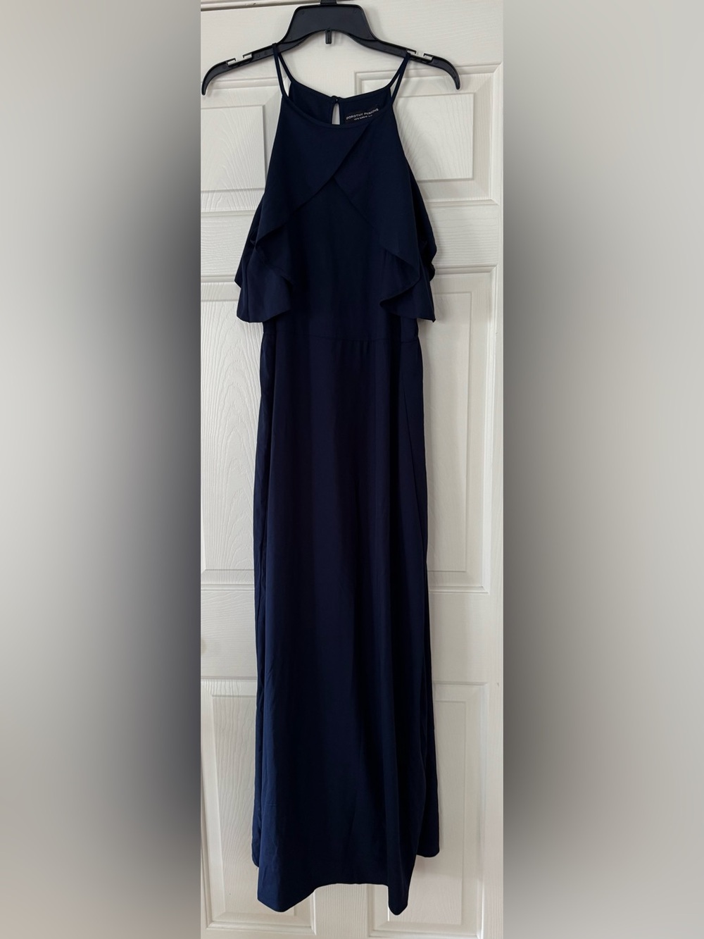 Navy Blue Ruffled Halter Maxi Dress size 10 Fourth of July